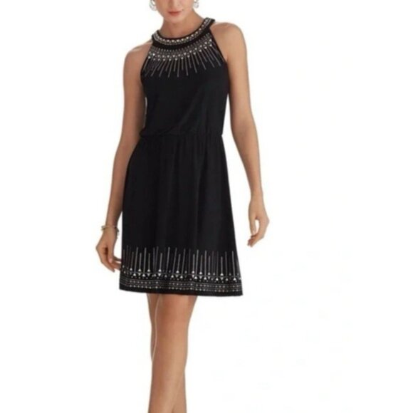 WHBM Dress M Medium 6 8 10 Studded Gold Silver Black Sleeveless Washable - Picture 5 of 15
